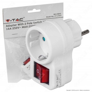 V-Tac VT-1064 Adattatore Singolo da 1 Posto con Spina Schuko e
