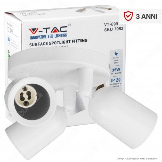 V-Tac VT-899 Portafaretto Rotondo per 3 Faretti LED Spotlight GU10