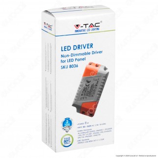 V-Tac Driver per Pannelli LED 8W Non Dimmerabile - SKU 8036