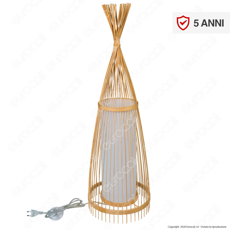 V-Tac VT-3100 Piantana in Legno Rattan Lampada da Terra con