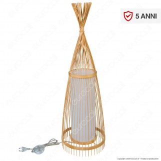 V-Tac VT-3100 Piantana in Legno Rattan Lampada da Terra con