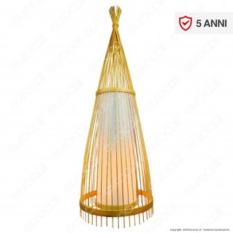 V-Tac VT-4150 Piantana in Legno Rattan Lampada da Terra con