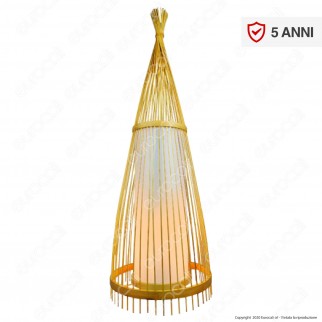 V-Tac VT-4150 Piantana in Legno Rattan Lampada da Terra con
