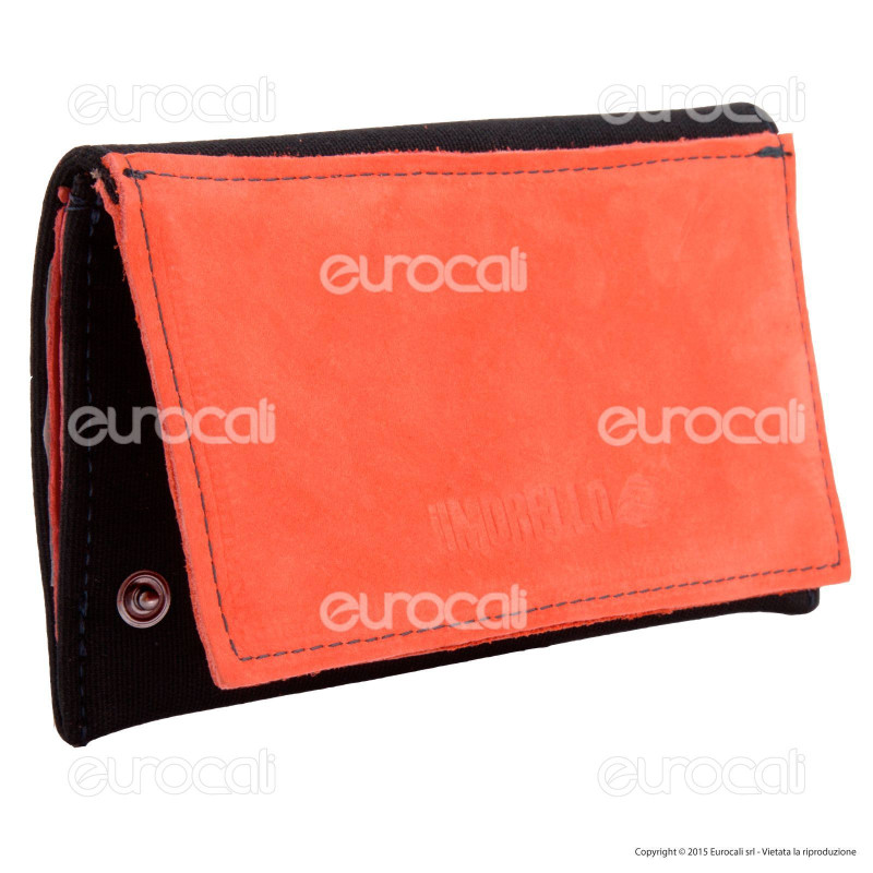 Il Morello Classic Portatabacco in Vera Pelle Arancione e Tessuto Nero