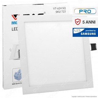 V-Tac PRO VT-624 SQ Pannello LED Quadrato 24W SMD da Incasso con