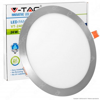 V-Tac VT-2407RD Pannello LED Rotondo 24W SMD Satinato da Incasso con