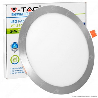 V-Tac VT-2407RD Pannello LED Rotondo 24W SMD Satinato da Incasso con