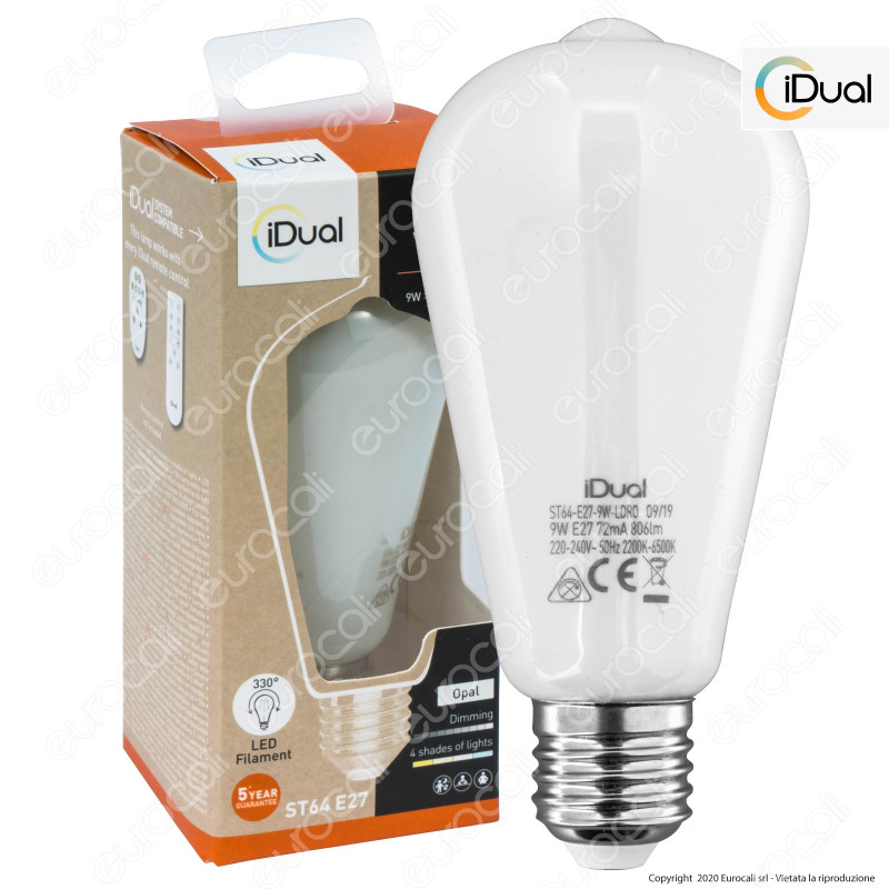 iDual Lampadina LED E27 Filament 9W Bulb ST64 Changing Color