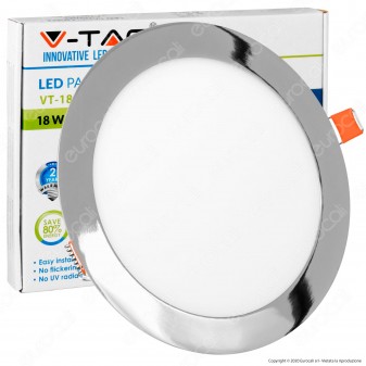 V-Tac VT-1807RD Pannello LED Rotondo 18W SMD Cromato da Incasso con