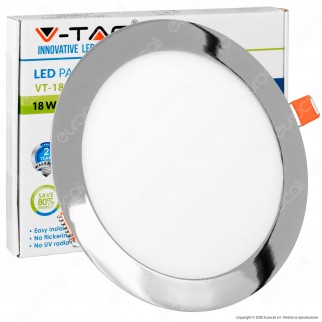 V-Tac VT-1807RD Pannello LED Rotondo 18W SMD Cromato da Incasso con