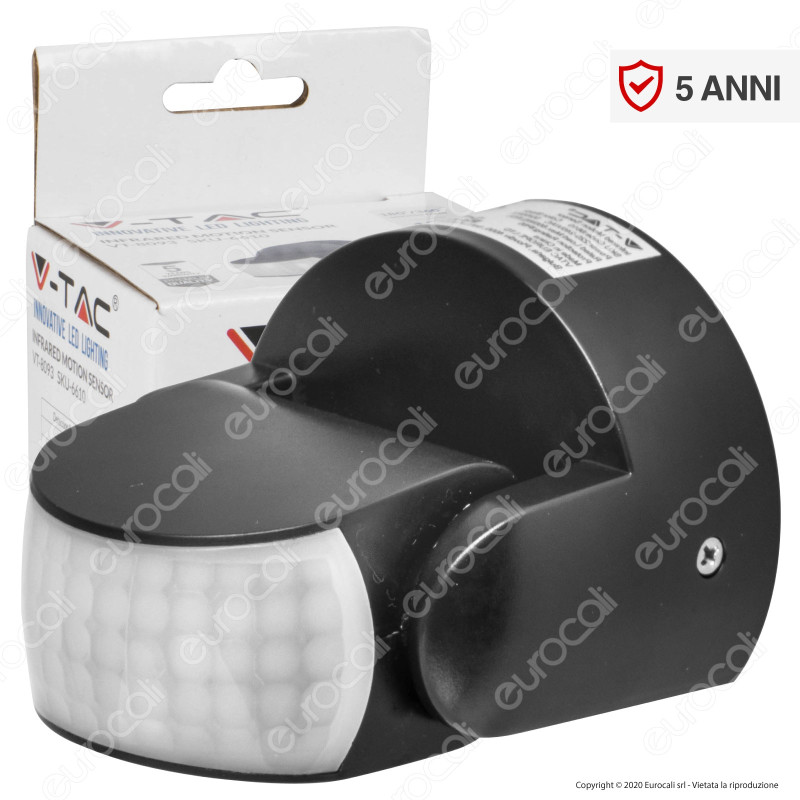 V-Tac VT-8093 Sensore di Movimento Regolabile a Infrarossi IP65 per