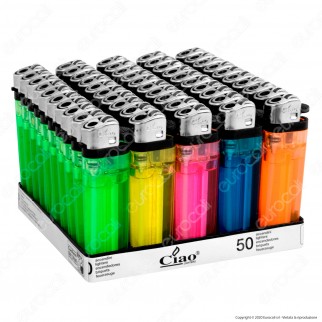 Ciao Accendino Trasparente Tinta Unita Economico - Box da 50 Accendini