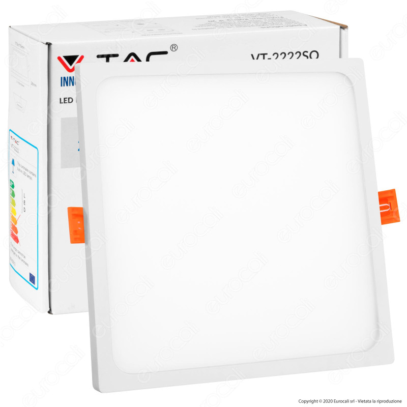 V-Tac VT-2222 SQ Pannello LED Quadrato 22W SMD da Incasso con Driver