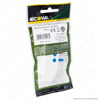 Ecova Spina Singola 10A 2P+T Salvaspazio Reversibile Piatta con