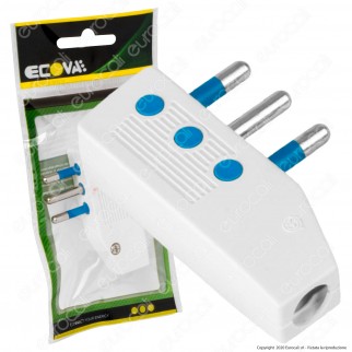 Ecova Spina Singola 10A 2P+T Salvaspazio Reversibile Piatta con