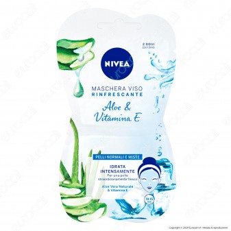 Nivea Maschera Viso Rinfrescante Aloe e Vitamina E - Confezione da 2