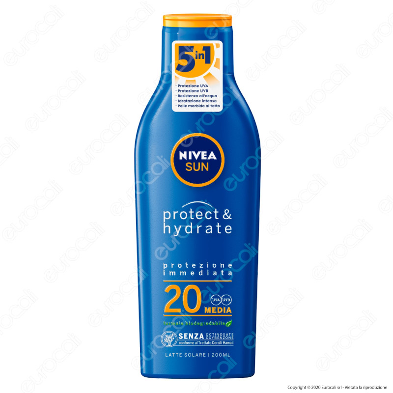 Nivea Sun Latte Solare Protect & Hydrate SPF 20 - Flacone da 200 ml