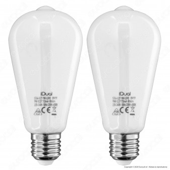 Kit iDual 2 Lampadine LED E27 Filament 9W Bulb ST64 Changing Color