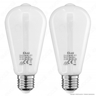 Kit iDual 2 Lampadine LED E27 Filament 9W Bulb ST64 Changing Color