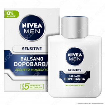 Nivea Men Sensitive Balsamo Dopobarba Senza Alcool Idratante Anti-Irritazioni con Camomilla - Flacone da 100ml