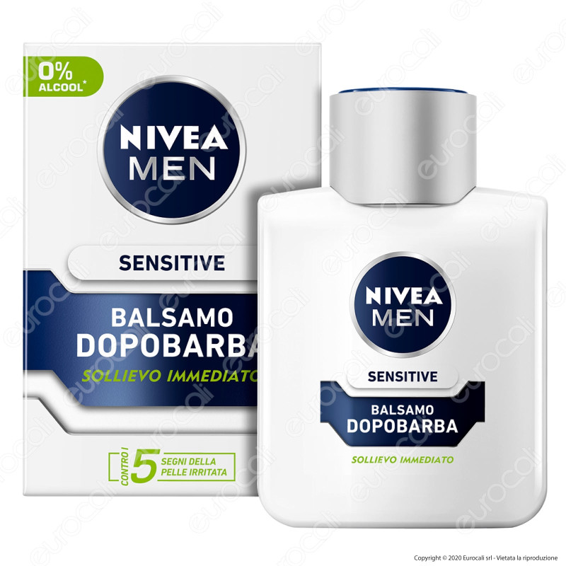 Nivea Men Sensitive Balsamo Dopobarba Senza Alcool Idratante Anti-Irritazioni con Camomilla - Flacone da 100ml