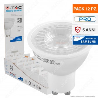 V-Tac PRO VT-275 Confezione 12 Lampadine LED GU10 5W Faretti