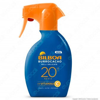 Bilboa Spray Solare Burrocacao Protezione Media SPF 20 Pelli Delicate