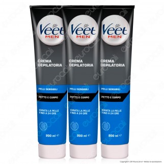 Kit Veet For Men Crema Depilatoria per Pelli Sensibili - 3 Tubetti da