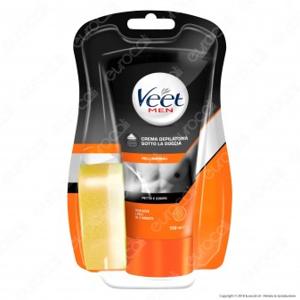Kit Veet For Men Crema Depilatoria Sotto la Doccia per Pelli Normali