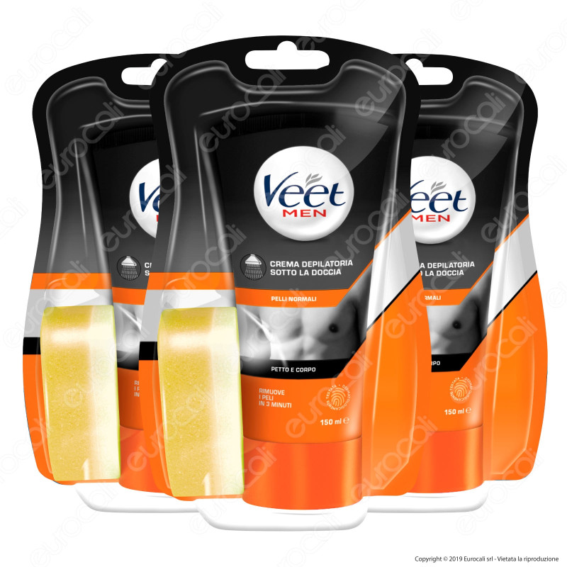 Kit Veet For Men Crema Depilatoria Sotto la Doccia per Pelli Normali