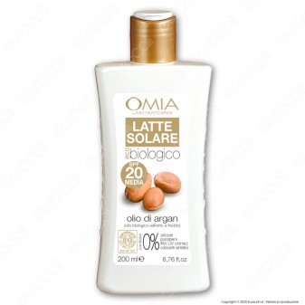 Omia Latte Solare Ecobiologico Olio di Argan SPF 20 Protezione Media