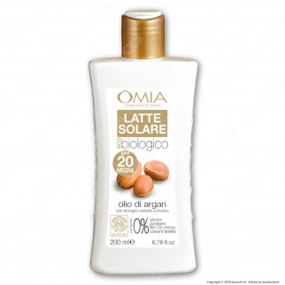 Omia Latte Solare Ecobiologico Olio di Argan SPF 20 Protezione Media