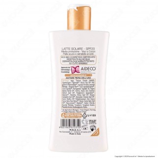 Omia Latte Solare Ecobiologico Olio di Argan SPF 20 Protezione Media