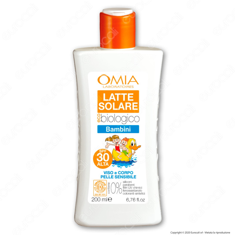 Omia Latte Solare Ecobiologico SPF 30 Protezione Alta per Bambini -