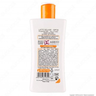 Omia Latte Solare Ecobiologico SPF 30 Protezione Alta per Bambini -
