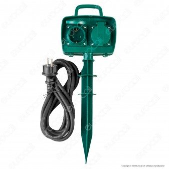 V-Tac VT-1112-3 Multipresa IP44 2 Posti con Prese Schuko da Giardino