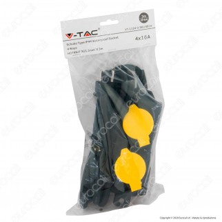 V-Tac VT-1124-3 Multipresa IP44 4 Posti con Prese Schuko da Giardino