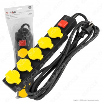 V-Tac VT-1125-3 Multipresa IP44 5 Posti con Prese Schuko da Giardino