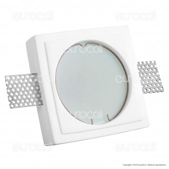 Portafaretto Quadrato da Incasso in Gesso e Vetro per Lampadine GU10