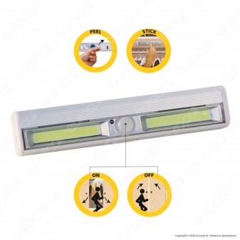 Velamp Smarty Luce LED 3W a Batteria Reglette con Sensore di