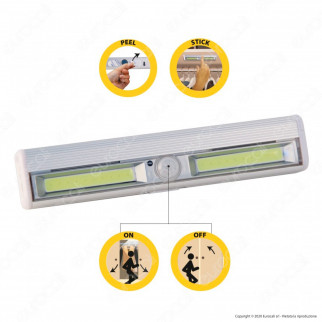 Velamp Smarty Luce LED 3W a Batteria Reglette con Sensore di