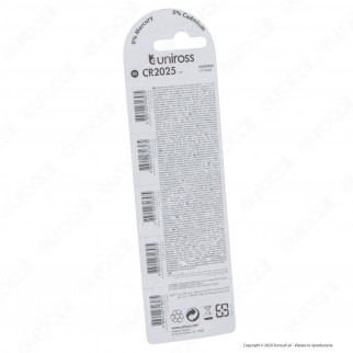 Uniross Lithium Pile al Litio CR2025 3V - Blister da 5 Batterie