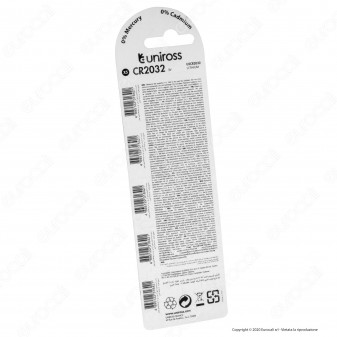 Uniross Lithium Pile al Litio CR2032 3V - Blister da 5 Batterie