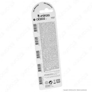 Uniross Lithium Pile al Litio CR2032 3V - Blister da 5 Batterie