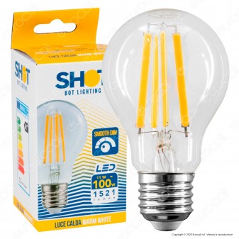 Bot Lighting Shot Lampadina LED E27 11W Bulb A60 Filamento Extra Lungo Dimmerabile - mod.