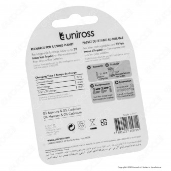Uniross Pile Ricaricabili Hybrio AA / HR6 Ni-MH 1,2V 900mAh - Blister