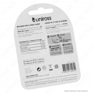 Uniross Pile Ricaricabili Hybrio AA / HR6 Ni-MH 1,2V 900mAh - Blister