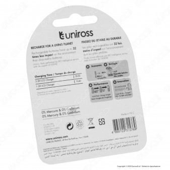 Uniross Pile Ricaricabili Hybrio AA / HR6 Ni-MH 1,2V 2000mAh -