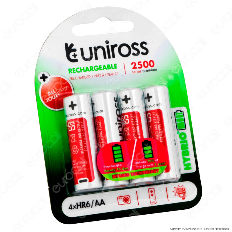 Uniross Pile Ricaricabili Hybrio AA / HR6 Ni-MH 1,2V 2350mAh -