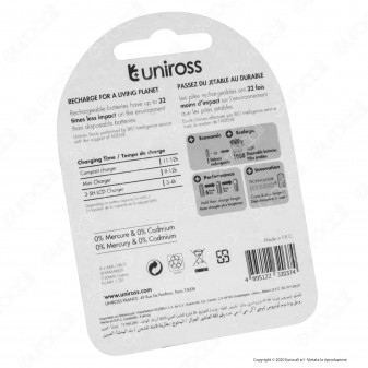 Uniross Pile Ricaricabili Hybrio AAA / HR03 Ni-MH 1,2V 550mAh -